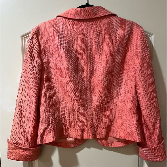 M SIAMO 100% Silk Button Up Blazer Coral Women’s Size 12 - Picture 2 of 5